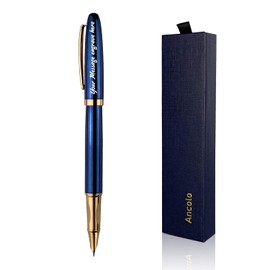 Engraved Ink Pen Luxury Business Pen with Pen Box 2 extra Black Ink Cartridges Quality Pens Metal Body - Custom with Names Message on the Pens -Gift Pen Set for Family Colleague Elder Friends