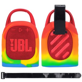 MGZNMTY Portable Silicone Case for JBL Clip 5 Ultra Bluetooth Speaker with Removable Strap for Boat Bike Golf Cart (Iridescent)