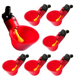 Automatic Chicken Water Feeder Drinking Cup Water Saving Design Feeder for Poultry Chicken, Duck, Quail, Pigeon, Drinking Bowl for Poultry Foultry Supplies (Red, 10 Pcs)