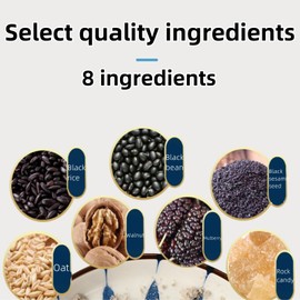 Black Sesame Walnut Black Bean Powder，Grain Congee，Chinese Yam Black Sesame Soup，Instant Soup，Breakfast Congee，17.6 Oz (500g) (17.6oz, No Sugar)