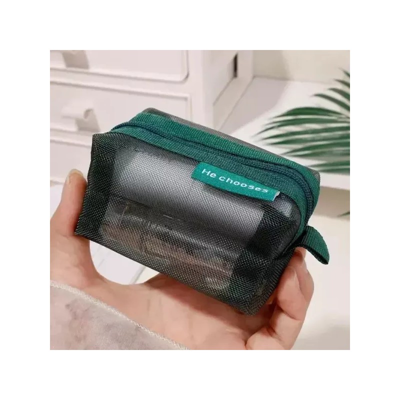 1/10Pcs 투명 메쉬 동전 지갑 미니 지퍼 가방 이어폰 데이터