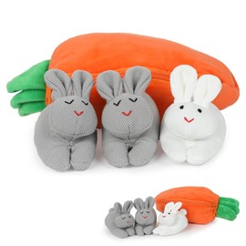 Hide-and-Seek Bunnies in Carrot Pouch Easter 3 Bunny Carrot Purse Unzip The Rabbit Doll Toy 3 Bunnies in Carrot Purse Bunny Decor Gift Carrot Coin Cute Bunny Purse,Style C