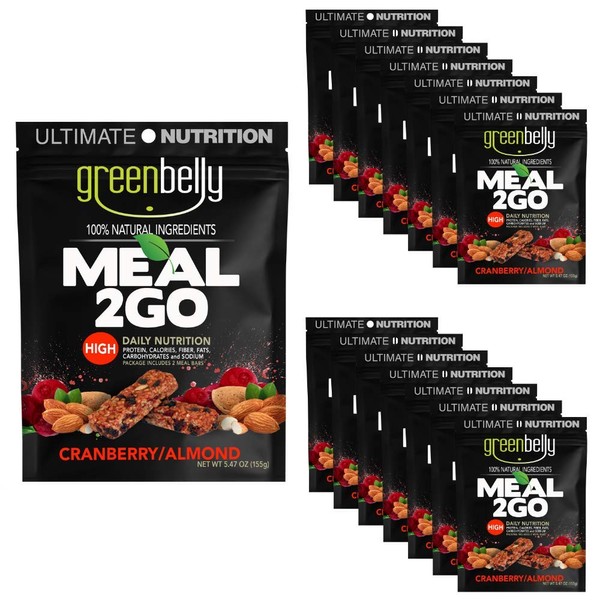 Greenbelly Backpacking Meals - Backpacking Food, Appalachian Trail Food Bars, Ultralight, Non-Cook, High-Calorie, Gluten-Free, Ready-to-Eat, All Natural Meal Bars (Cranberry Almond, 15 Meals)