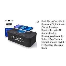 Fansbe Bluetooth speaker, Wireless Charger, White Noise, Dual Alarm Clock, Radio.