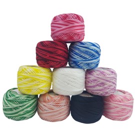 10 Pieces Pearl Cotton Double Shaded Anchor Crochet Cotton Embroidery Thread Balls Size 8 Pearl Balls Crochet Yarn Embroidery (8 Meters Each) (Multicolor 06)