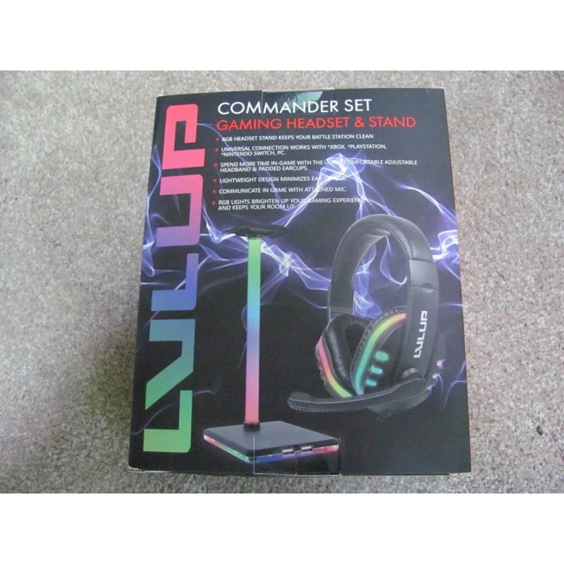 Vivitar LVLUP Commander Set Gaming Headset & Stand LU789-BLK with