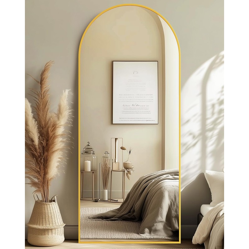 Coomily Full-Length Floor Mirror with Stand, 71"x28" Arched Style Full
