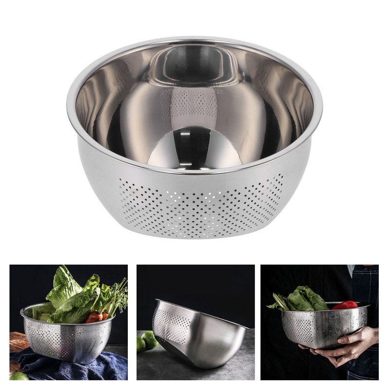 Drain Basket Stainless Steel Rice Sieve Thickened Vegetable Washing Drainer