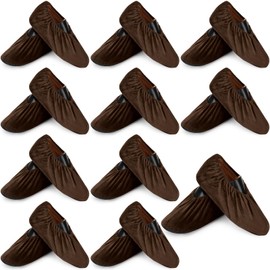 JaGely 11 Pairs Reusable Non Slip Cloth Shoe Covers Washable Thickened Boot Shoe Covers for Indoors and Households(Brown)