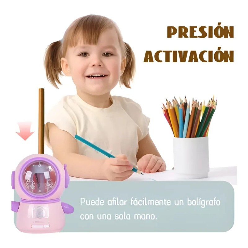 Sacapuntas Electrico Para Lápiz Usb Pilas Aa Astronautas