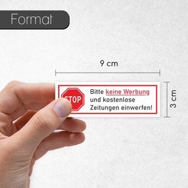 Letterbox Magnet Stop Bitte Keine Werbung und kostenlose Zeitung einfen! I 9 x 3 cm I Against Advertising/Brochures I Weatherproof UV-Stable I hin677