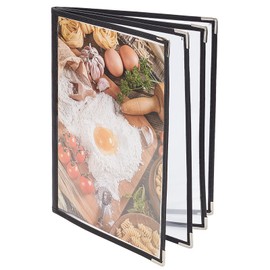 AHANDMAKER 8.27 x 11.69 inch holder for restaurant menu sleeves, 4 page 8 menu cover displays, transparent menu folder, suitable for A4 paper, menu book holder for hotels, bars, cafes