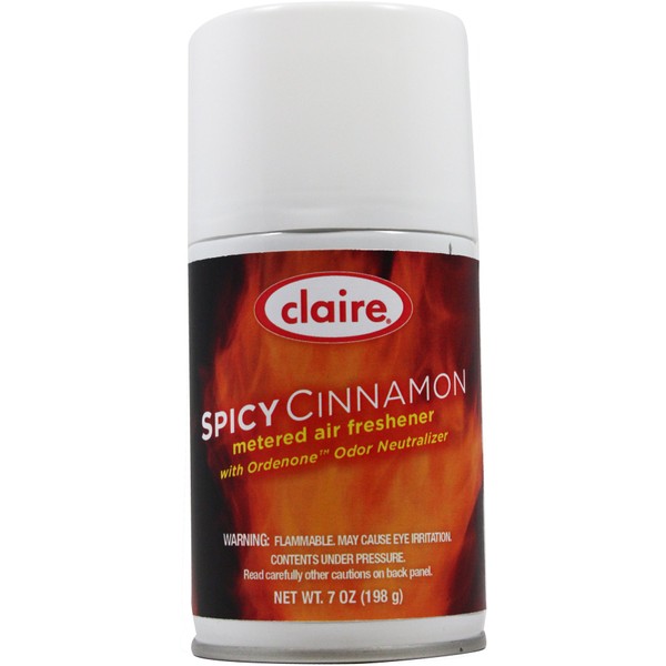 Claire C-122 7 Oz. Spicy Cinnamon Metered Air Freshener Aerosol Can (Case of 12)
