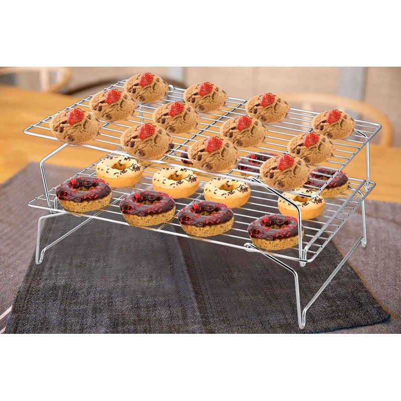P&P CHEF Cooling Rack Set of 2, 2-Tier Stackable Stainless