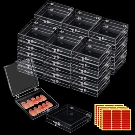 Axigundaone 36 Pcs Clear Press on Nail Boxes, 2.8 x 2.8 Inch Artificial Nail Display Case with 120 Pcs Adhesive Double Sided Tapes, False Package Boxes for Press on Artificial Nail