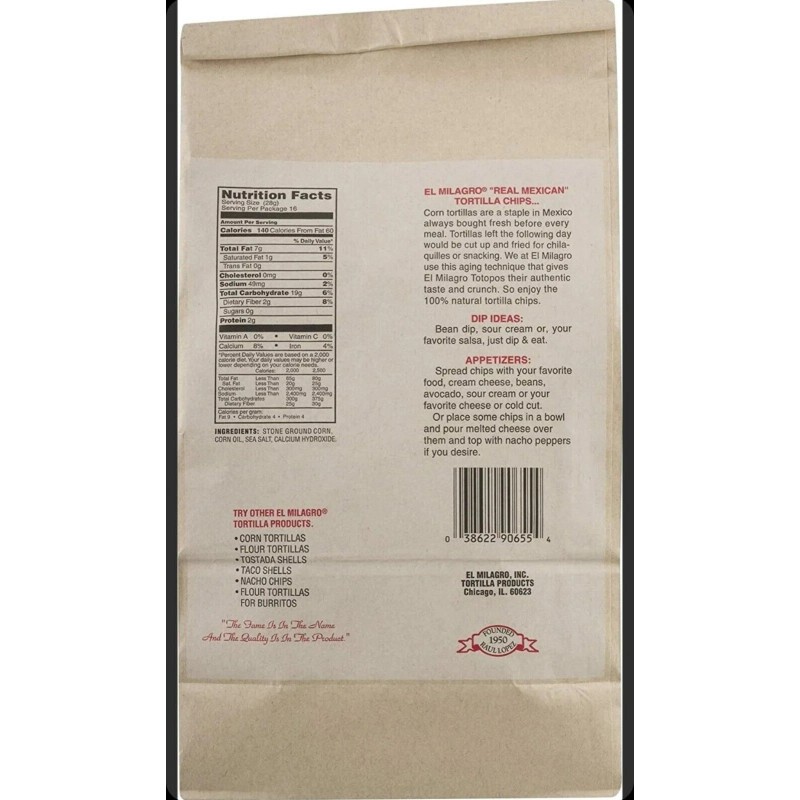 El Milagro 100% Natural Non-GMO Fresh Tortilla Chips 2 bags