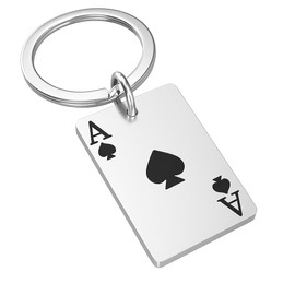 DONWOIE Playing Cards Keychain – Poker Keychains for Car Keys, Gift Accessories for Men and Women,Bag Charms for Decoration - Black