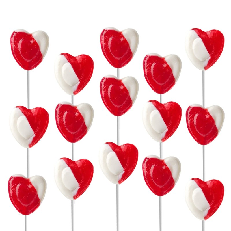 Valentine's Lollipops Red Heart Shaped Strawberry N' Cream Flavored, 120