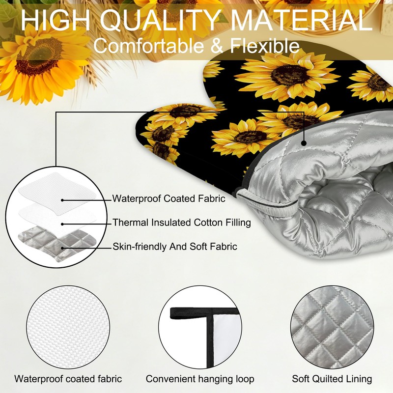 Sabobo Sunflower Gifts Oven Mitts and Pot Holders Set of