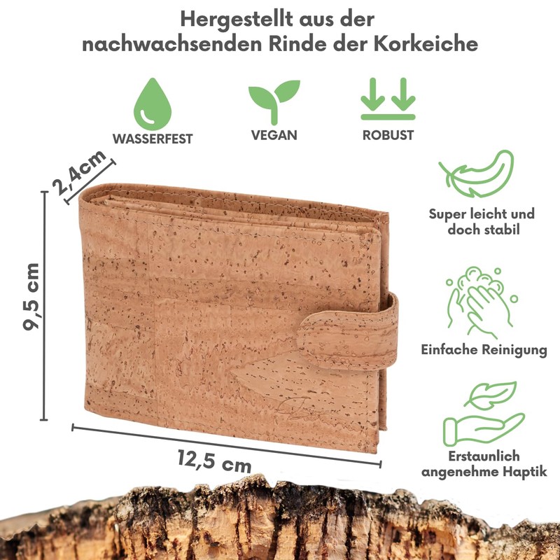 Simaru Cork Wallet, Unisex Wallet with RFID Protection, Wallet for