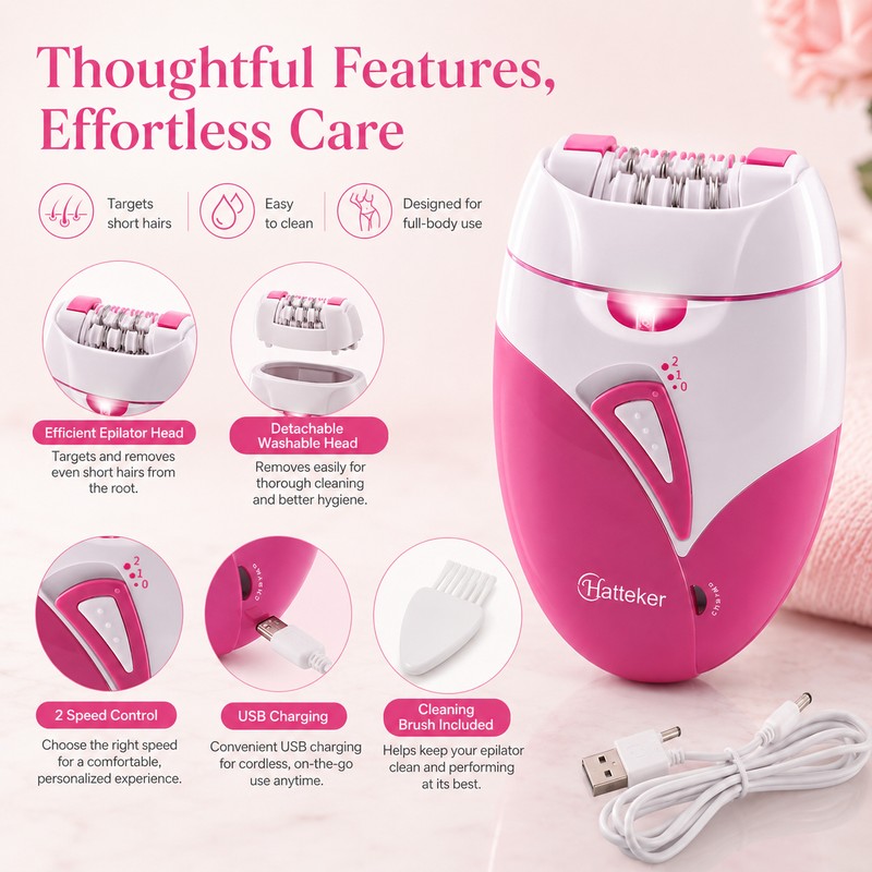 USB Rechargeable Epilator for Women – Full Body Hair Remover