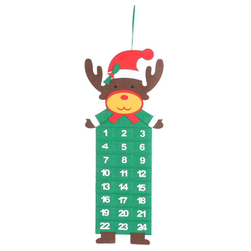Christmas Themed Cute Felt Countdown Calendar Xmas Home Hanging DecorationElk