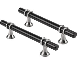 SYZOW 6 Pack Matt Black and Silver Cabinet Pulls, 96MM Hole Center Cabinet Pull Black Kitchen Cabinet Handles Matte Black Hardware for Cabinets and Drawers