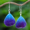 NOVICA Artisan Handmade Natural Orchid Dangle Earrings Petal Flower Leaf