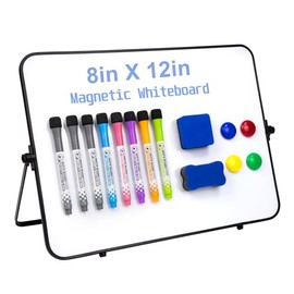 Magnetic Dry Erase Whiteboard Set – 29.8x20cm Double-Sided Writing Board with 9 Markers, Eraser, Magnets & Accessories – Portable Desktop Whiteboard for Home, Office, and Learning Use