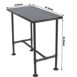 BOKKOLIK 41.3inch Height Industrial Bar Table Rustic Pipe Design Kitchen Dining Table Farmhouse Office Meeting Computer Desk for 4-5 People Bistro Cafe Tables Rectangle