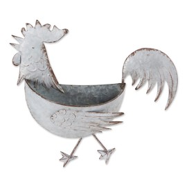 DII Galvanized Planter Collection Wall Hanging, Rooster, 14.25x3.75x13.75, Iron