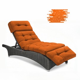 DVUAY Outdoor Chaise Lounge Cushions, Waterproof Non-Slip Thickened Lounge Chair Cushion with Ties, Replacement Patio Pool Recliner Cushions for Outdoor Furniture, 75x22x4.7 Inches (Orange)