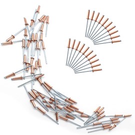 HARSKIYER 1/8" x 1/2" Red Copper Pop Rivets Assortment - 60Pcs, Aluminum Rivets Metal Blind Rivets Kayak Rivets Tool Marine rivet fasteners for Boat