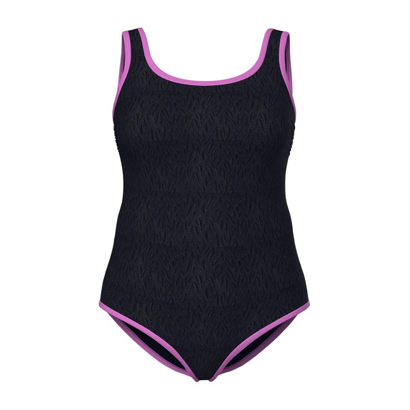 Ulla Popken Costume da Bagno Rotondo da Donna, con bordini