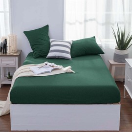 Oxford Homeware King Size Fitted Sheets – 30 Cm Deep Pocket Jersey Fitted Sheet Emerald, 100% Organic Cotton Soft Breathable Easy Care Bed Sheets – Shrinkage and Fade Resistance