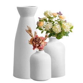 3PCS Jarrones de Cerámica,Pequeño Florero para Centro de Mesa,Jarrón Clásico,para La Decoración del Hogar Moderno,Mesa de la Boda,Fiesta,Escritorio,Sala de Estar,Dormitorio de Oficina (3, Blanco)