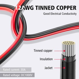 Solar Connector to XT60i Adapter Extension Cable 12AWG Solar Panel to XT60 Charging Cable for RV Foldable Solar Panel Portable Power Station Solar Generator 5FT