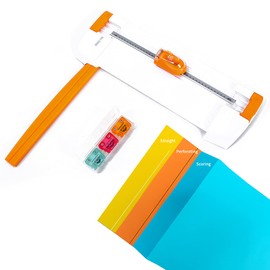 Rotary Paper Cutter (8 Inch Cutting Length, Including 3 Blades) Portable Paper Cutter with Finger Guard and Guide Line for Scrapbooking, Paper, Coupons, Labels, Card Material