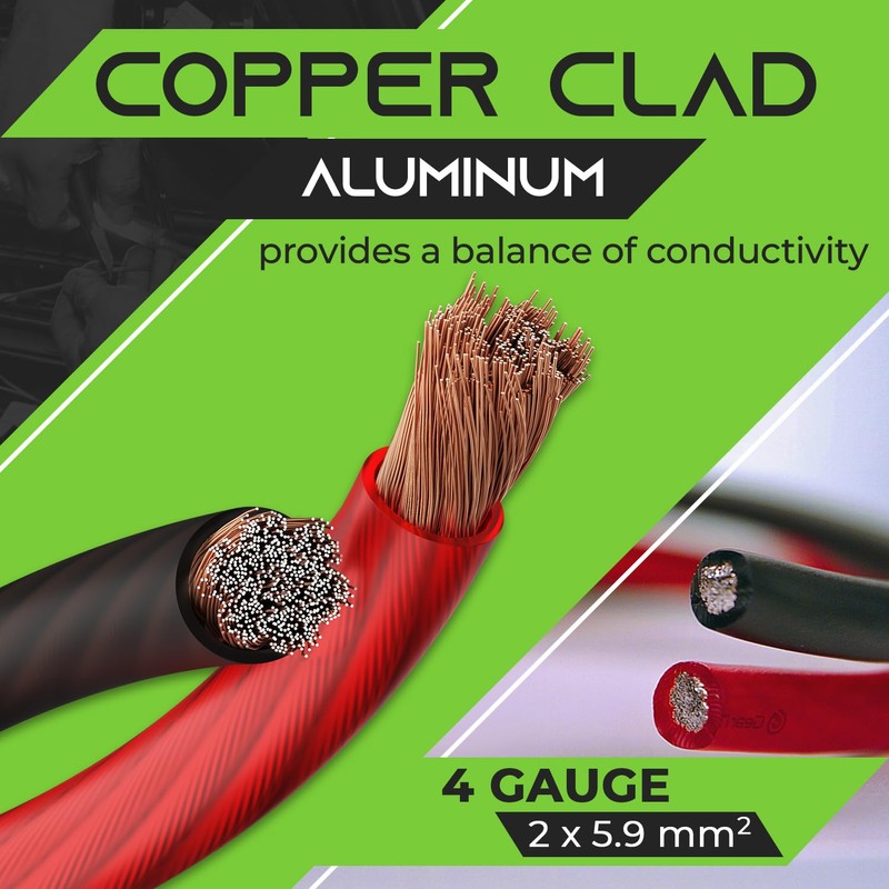 GearIT 4 Gauge CCA Ground Wire (25FT Each - Black