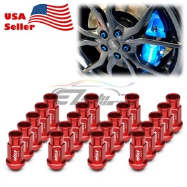 EZAUTOWRAP Red 20 PCS M12x1.5 Lug Nuts Short 50mm Tuner Open End Aluminum Wheels Rims Cap WN01