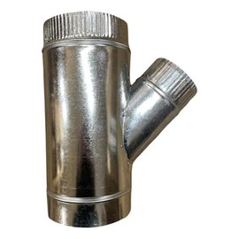 PlumberStop - 4 x 3 Single Wall Galvanized Chimney Flue Vent Pipe Reducing Wye - 26 GA