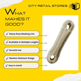 Citystores® 15m Washing Line Clothes Lines For Outside Washing Line Rope Heavy Duty Washing Line Washing Lines Clothesline Outdoor Washing Line Indoor Clothes Line