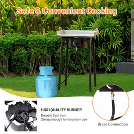 Giantex Outdoor Single Burner Stove, High Pressure Burner Stand Max. 100,000 BTU, 0-20 PSI Regulator Detachable Legs, Portable Propane Grill Burner Stove for Camping Picnic Cookout