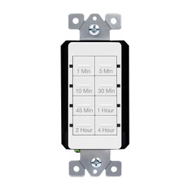 TOPGREENER Countdown Timer Switch, Bathroom Timer Switch for Fans, Lights, Ventilation, 1-5-10-30-45 min, 1-2-4 hr, 600W LED, 1/2HP, Neutral Wire Required, UL Listed, TGT08, White