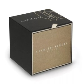 Charles Hubert Ladies Chrome Finish Black Dial Modern Circle Watch