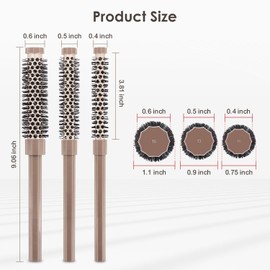 3-teiliges Rundbürsten Set|3/7 1/2 5/8 Inch Haarbürsten mit weichen Naturborsten | Professioneller Föhn- & Lockenstyling-Kamm für Damen & Herren | Kurzhaar, Pony, Ansatz & Glätteffekt