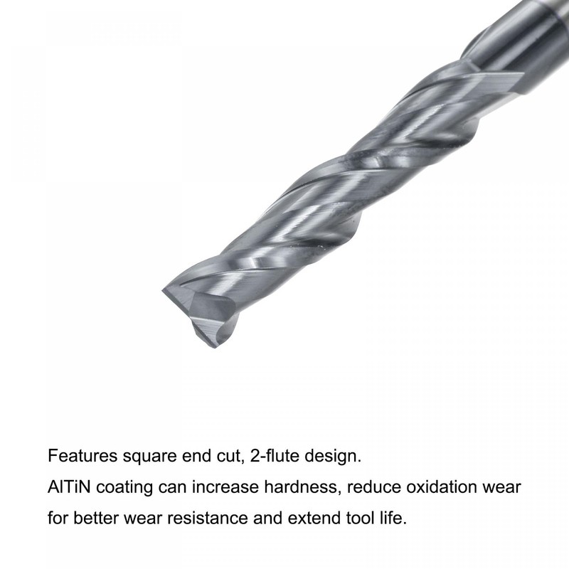 sourcing map Square Nose End Mill, 6mm Tip Dia Solid