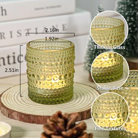 SUPMIND 24 Pcs Votive Candle Holders, Green Glass Candle Holders Bulk for Table Centerpiece, Tea Lights Candle Holders for Wedding Shower, Party and Home Decor