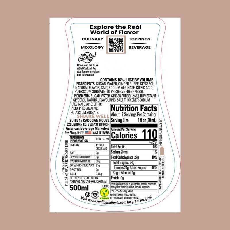 Ginger Reàl Infused Exotics, Ginger Infused Syrup, 16.9 FL OZ