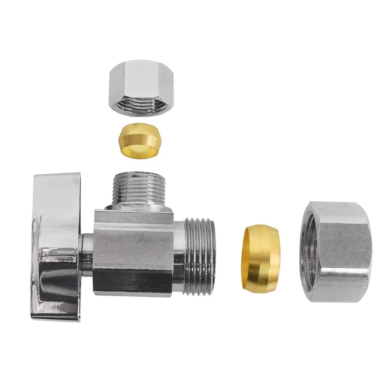 Heavy Duty Chrome Plated Brass 1/4 Turn Angle Valve (1/2"